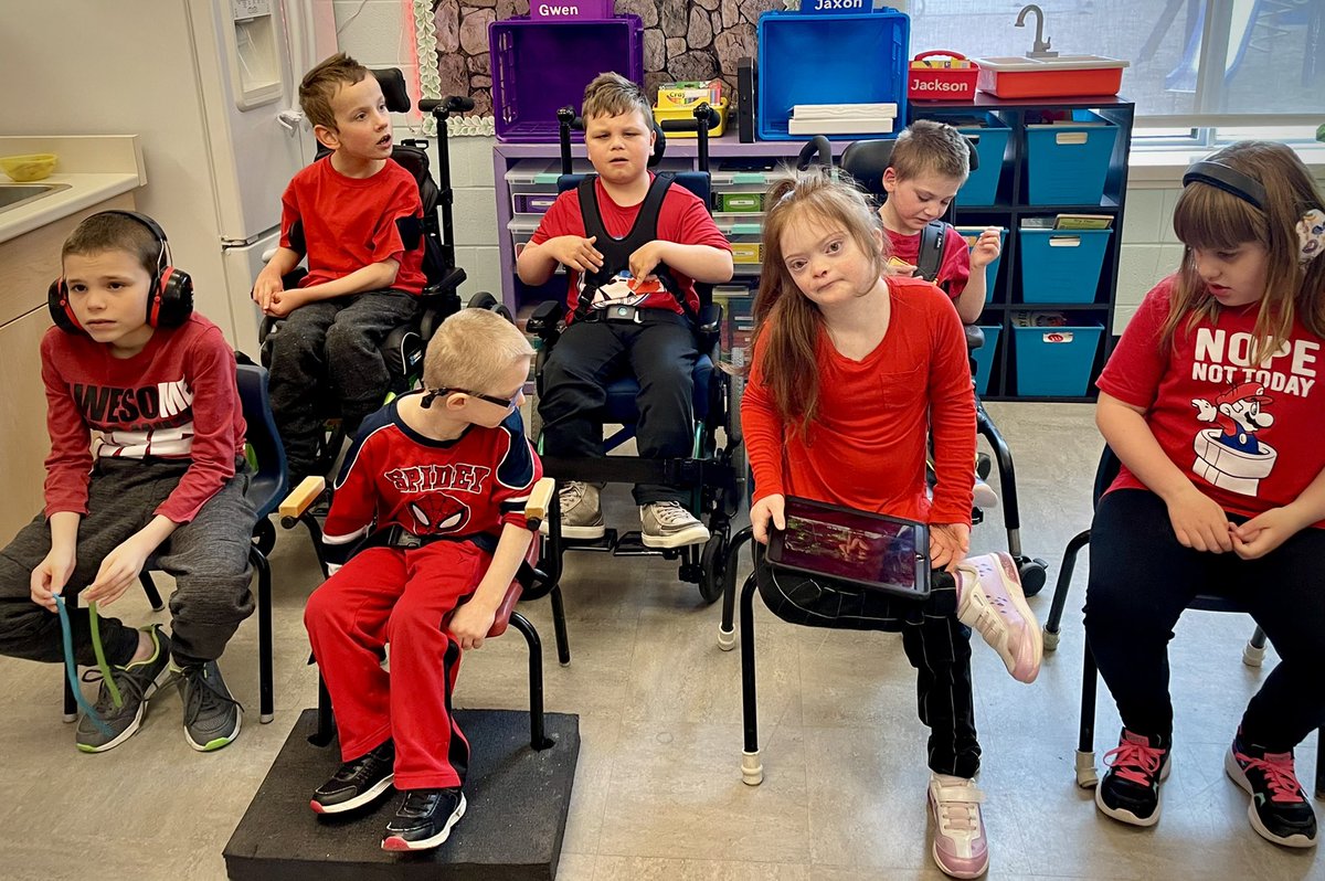 Wearing red for Accessibility Awareness Week and Red Shirt Day! ♥️ #RedShirtDay #RedForAccessAbility #unstopABLE @StTeresasSchoo1