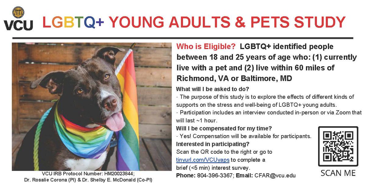 RISE_HAI_CO's tweet photo. Invitation to participate in the LGBTQ+ Young Adults &amp; Pets Study!! RTs appreciated! 🏳️‍🌈🏳️‍⚧️🐶🐱 #LGBTQ #RVA #Virginia #Baltimore #Maryland https://t.co/hkAeXGQUhh