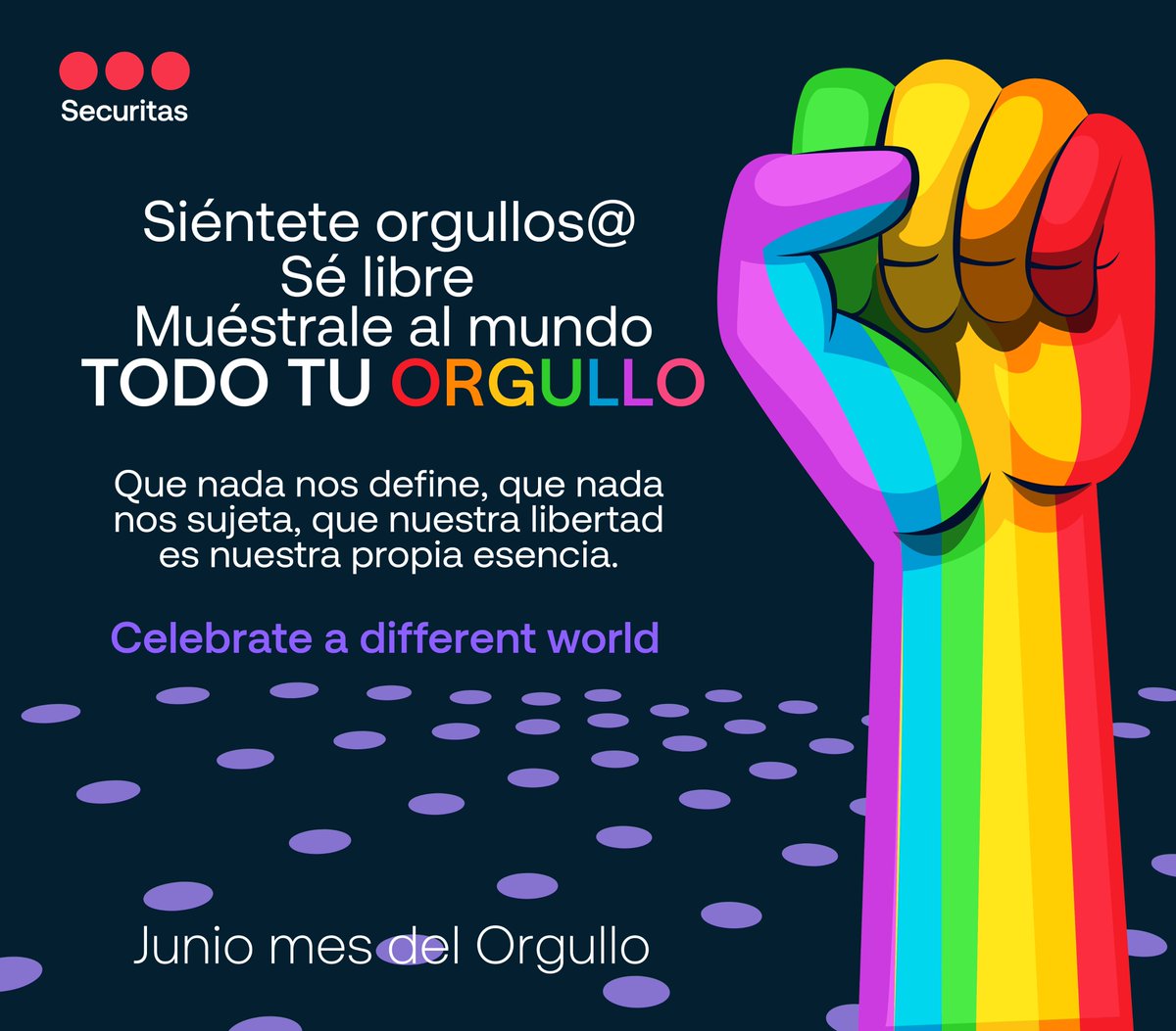 SecuritasMx's tweet photo. En Securitas nos comprometemos a crear espacios seguros de trabajo para todos nuestros colaboradores. 
Nuestra meta es siempre cumplir con el objetivo de promover el respeto y la no discriminación. 

#celebrateadifferentworld #pridemonth2022 #juniomesdelorgullo #securitas https://t.co/uaV96In8Px