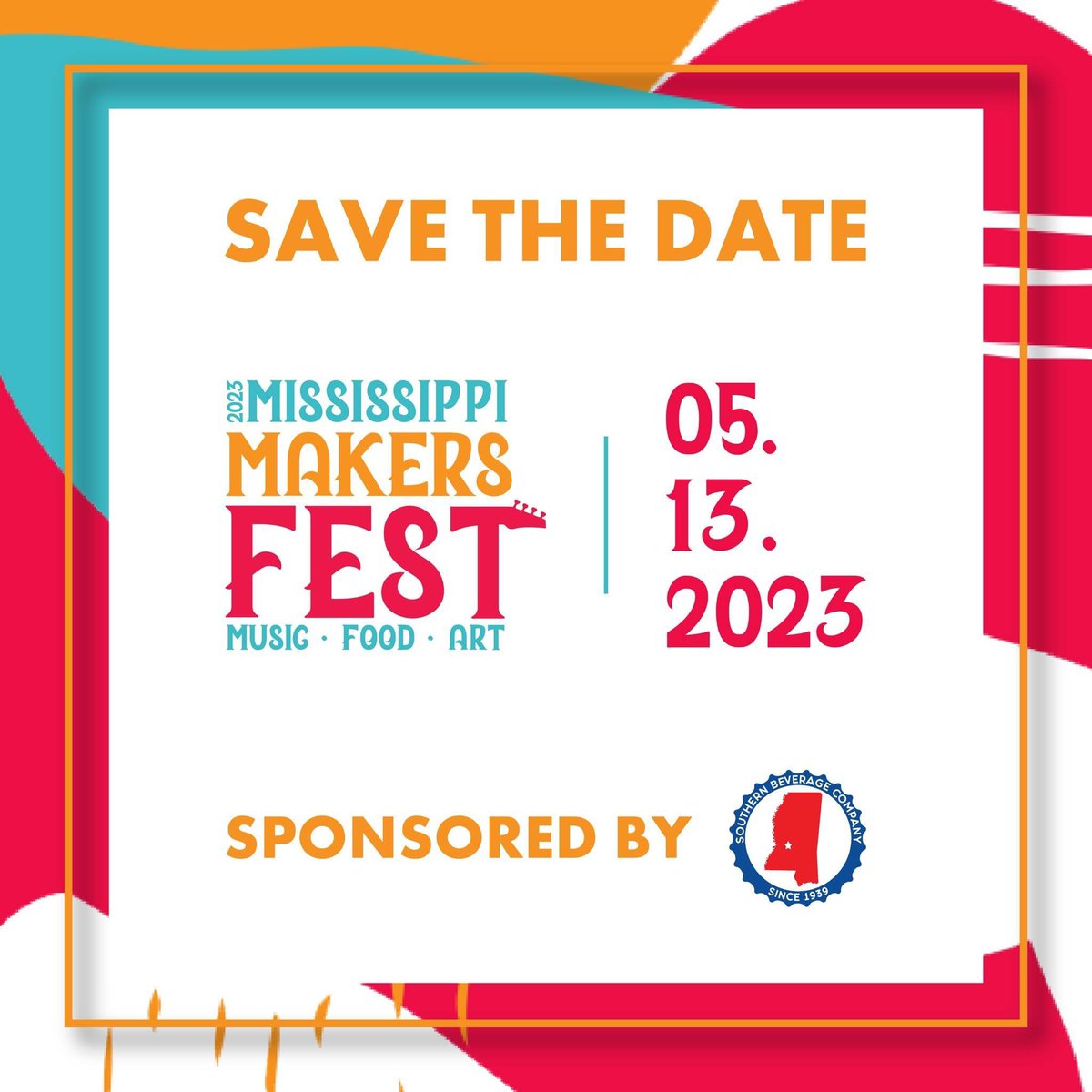 MDAH_Official's tweet image. SAVE THE DATE: Mississippi Makers Fest will be back in 2023! The music, food, and art festival will return to the Two Mississippi Museums on May 13, 2023. We are grateful to @SouthernBevCo for signing on as our title sponsor once again. Details here: bit.ly/3GMhmuo