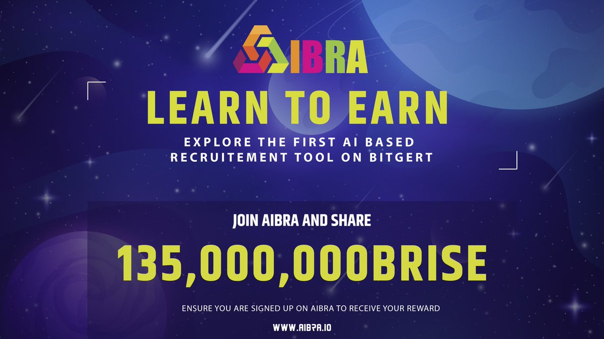 AIBRA_OFFICIAL's tweet photo. ✨AIBRA LEARN TO EARN QUIZ✨
Participate in AIBRA LEARN to Earn QUIZ AND SHARE
135,000,000 BRISE TOKENS POOL Prize.
🗓️ Date: June 1st to June 4th
🧋 Prize pool: 135,000,000 Brise
Check below for task:👇🏾
@miidasnft @brisemanRR
#Aibra #brise #brisepad #Bitgert #Bitgertarmy https://t.co/ZHXBOV1hk9