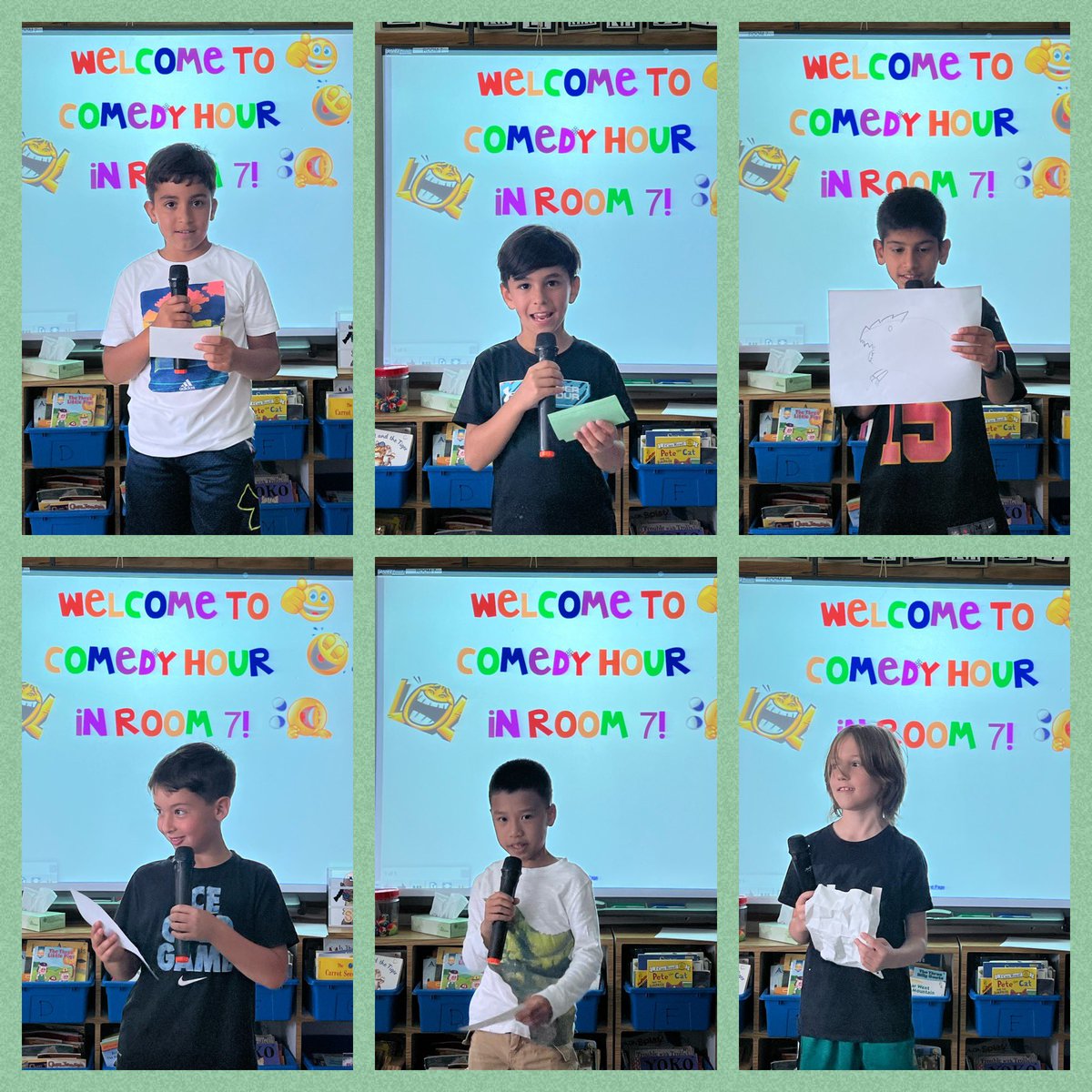 EllenZeises's tweet photo. What a funny afternoon telling jokes on the microphone 🎤 #jokeday #ABCcount⬇️ @JRRS_Jericho #jrrsfamily https://t.co/FkRdYdjvN0