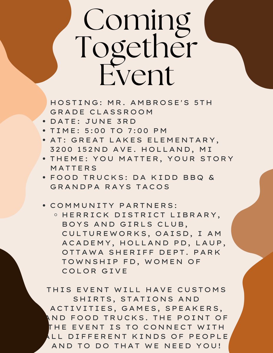 If you said yes- we will see you at Great Lakes this Friday! Bring a chair, blanket,your family, your neighbors, everyone! There is more that unites us than divides us!
