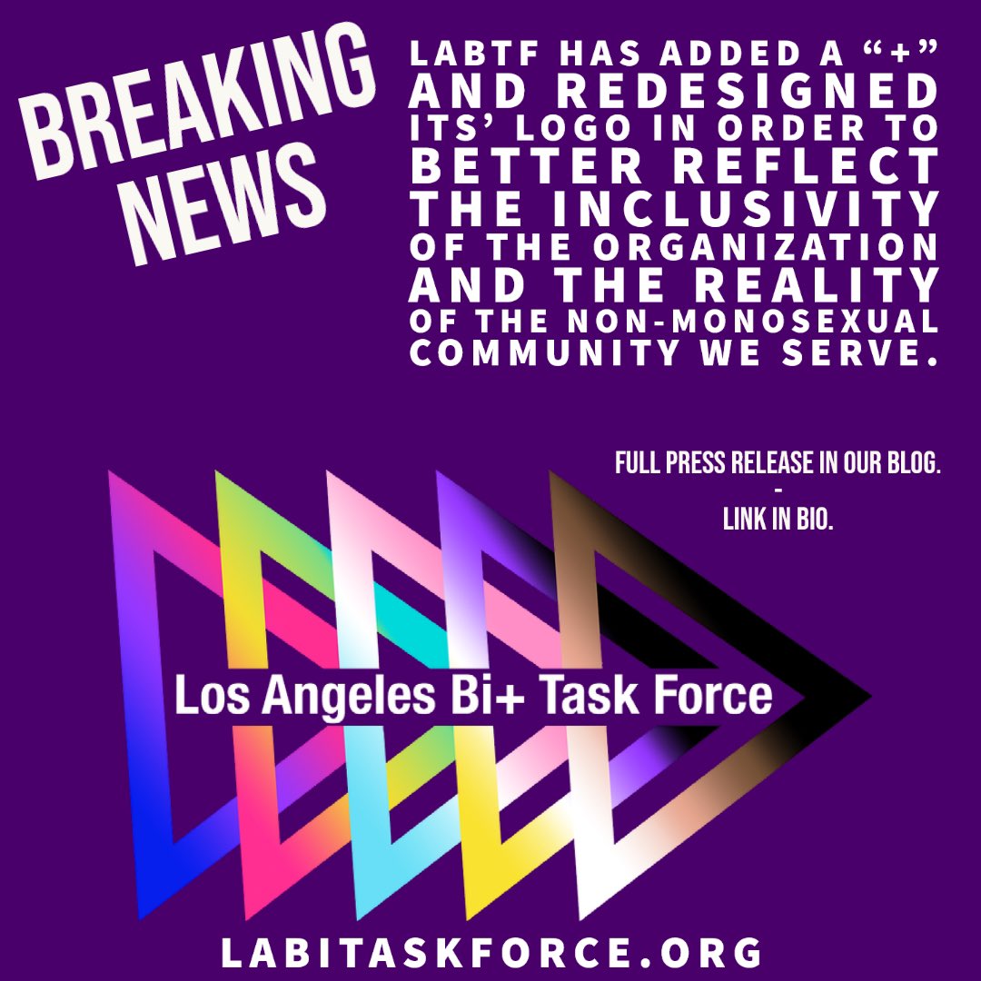LA_Bi_TaskForce's tweet image. It is with great, well, Pride that we’re proud to kick off this month with a new look and new name! Read about how we’re marking this new chapter of our organization on our Bi+ blog! And thanks to @GraphicsCarolyn for help with the logo refresh! 💙💜💖 labitaskforce.org