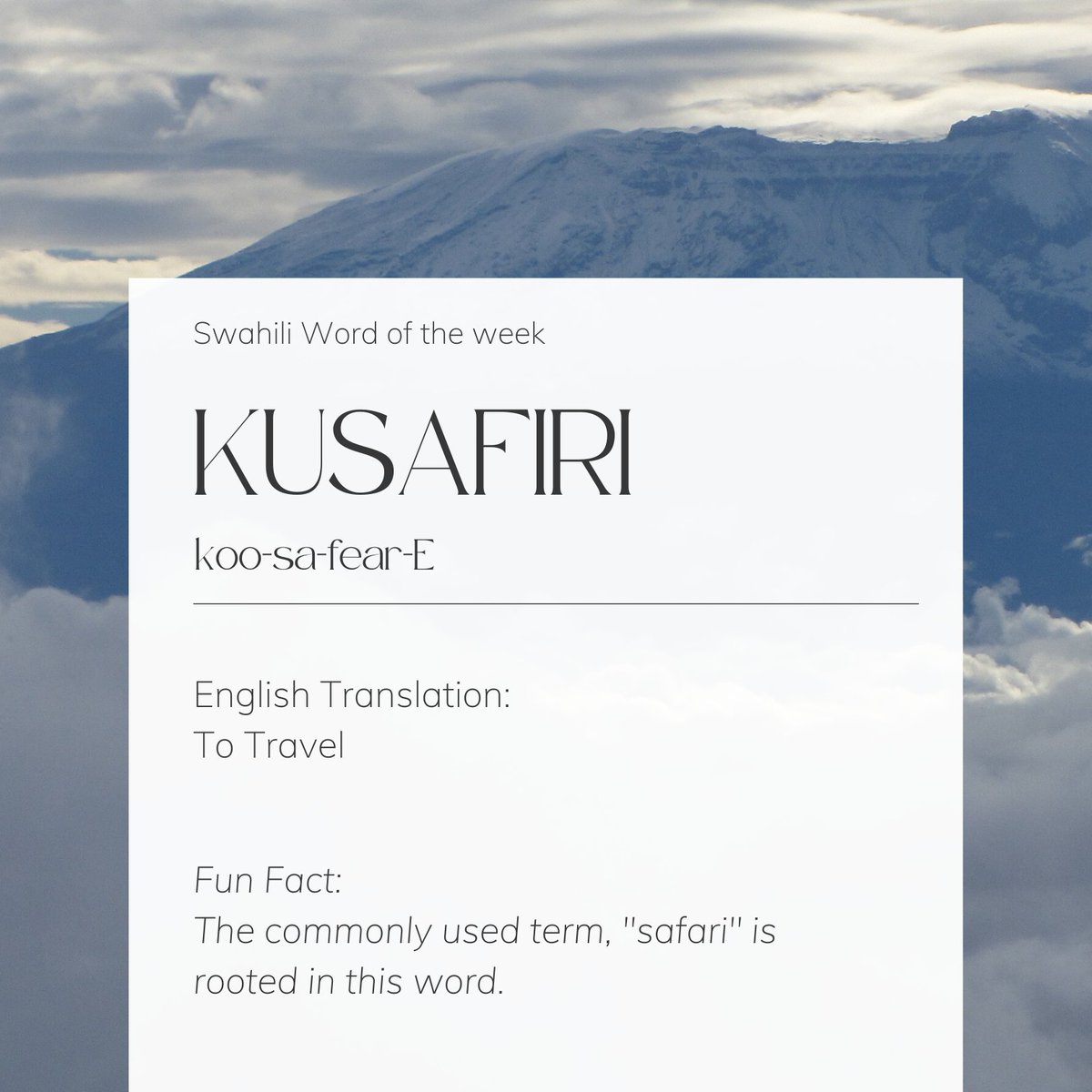 RedSweaterPro's tweet photo. Part of the fun when learning to speak Swahili is that you’ll find it is a fully phonetic language, meaning you can easily look at the words and know how to say them because every letter in the word is pronounced. 

#swahili #wordoftheweek #tanzania #africanlanguage https://t.co/0fkhUiGTL0