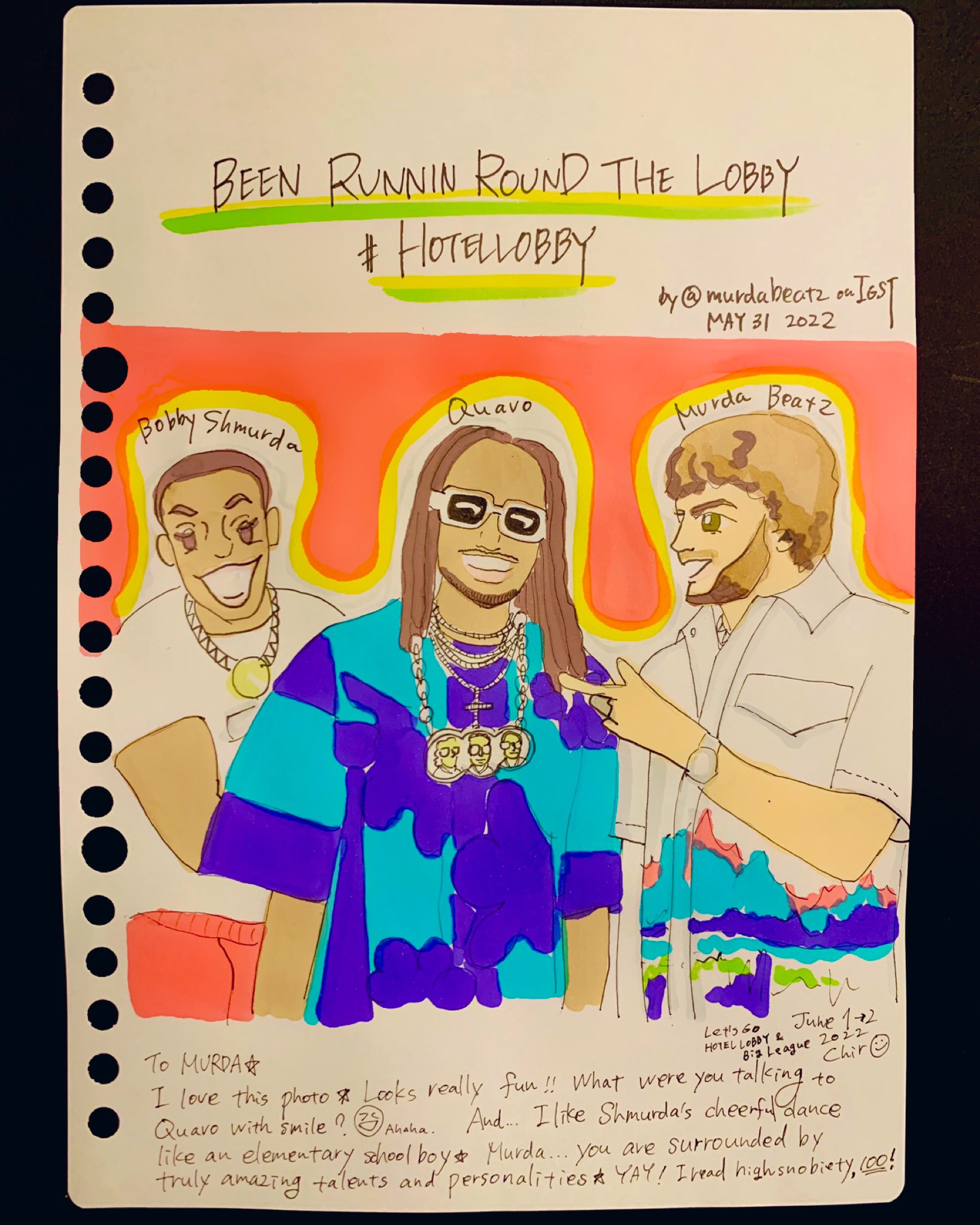 Chir Grants Been Runnin Round The Lobby Murdabeatz Quavostuntin Shmurda Worldredeye Murdabeatz Quavo Shmurda Murdagang Musicproducer Dj Rapper Hiphop Trapmusic Fanart Drawingaday 1日1絵 ペン画 お