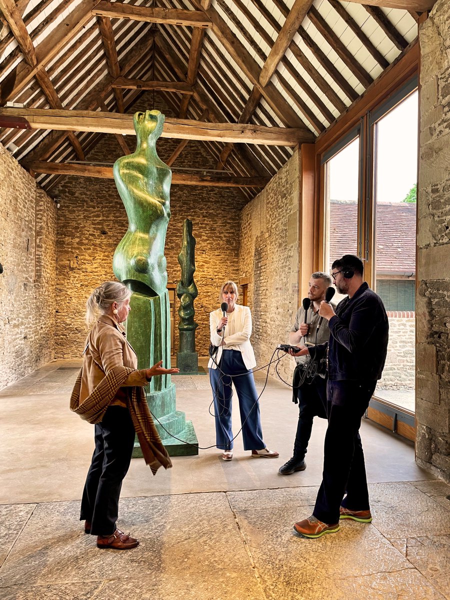 HWSomerset's tweet photo. 🎙️ A special episode of @TalkArt about ‘Henry Moore. Sharing Form’ at #HWSomerset is out now. @russelltovey and @RobertDiament had a guided tour of #HenryMooreSharingForm by @henrymoorestudios curator Hannah Higham and the artist's daughter #MaryMoore. 🎧 https://t.co/7IeUrYvpET https://t.co/UgL6a0MuOy