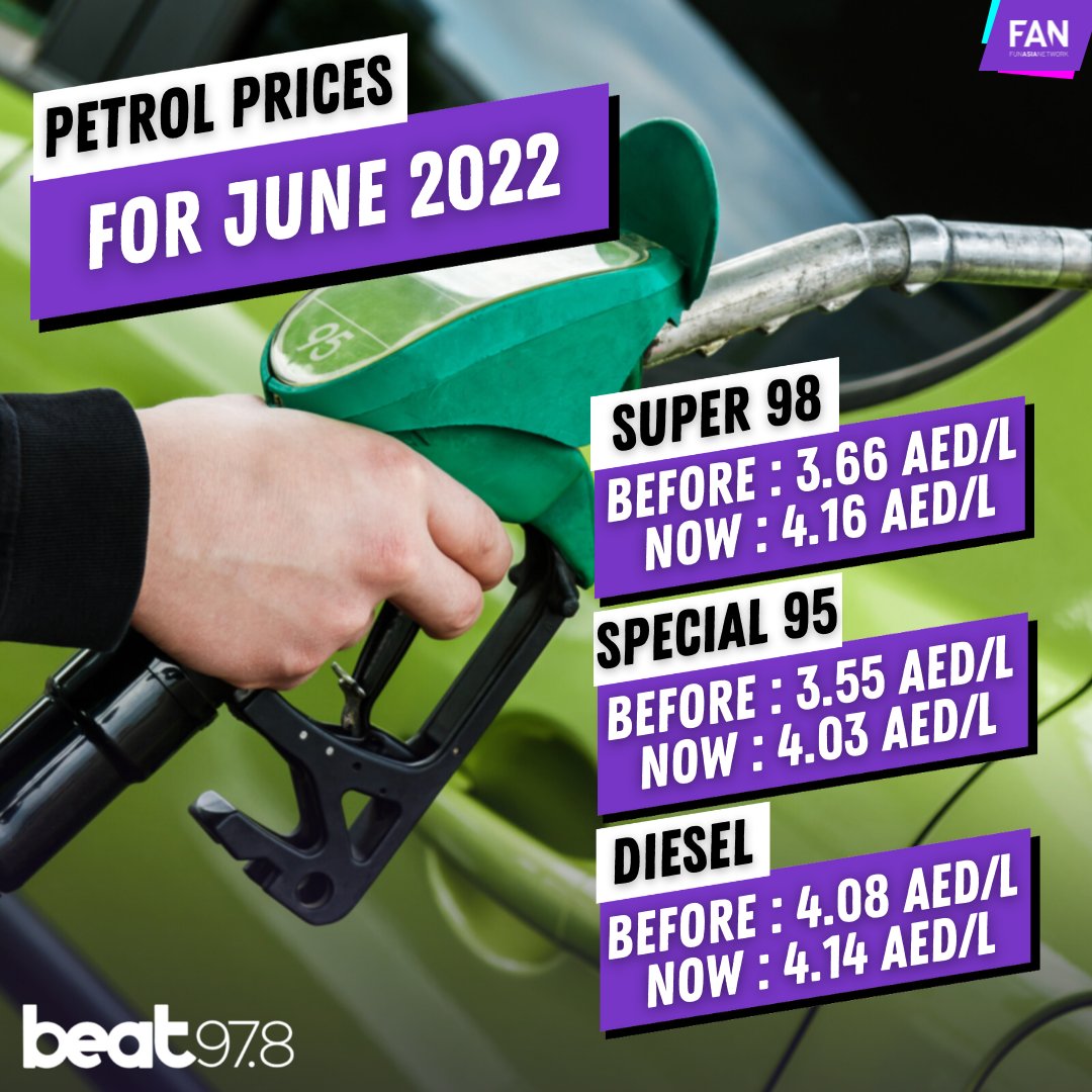 beatuae's tweet photo. Brace yourself. Fuel prices in the UAE will be climbing above AED4 per litre for the month of June. 

#petrol #gas #adnoc #enoc #eppco #emarat #oil #vehicle #petroleumprices #budget #oilprices #uae #dubai #mydubai #abudhabi https://t.co/ePvj1ViR6L