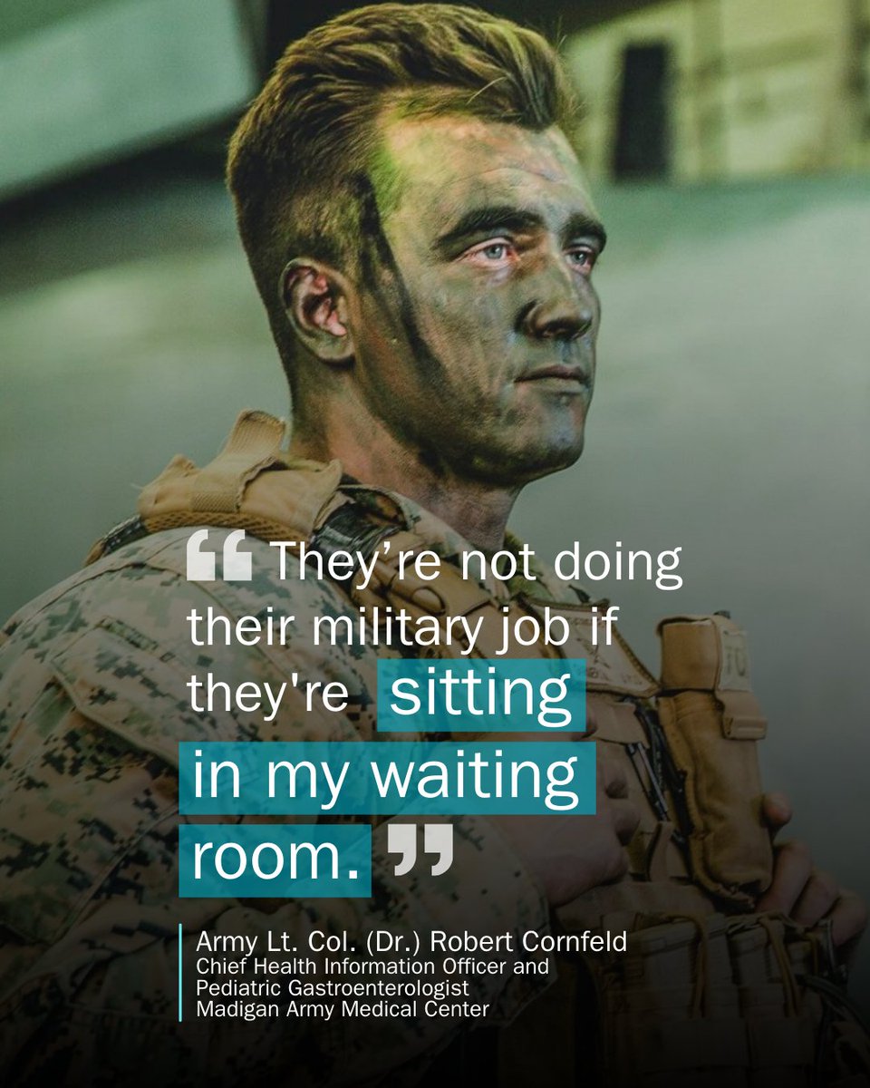 #Telehealth is not just a win for providers, it allows patients to access care safely and securely without leaving their homes. 

Army Lt. Col. (Dr.) Robert Cornfeld a pediatric gastroenterologist <a href="/MadiganHealth/">Madigan Health</a>, details his #MHSVideoConnect experience: go.usa.gov/xuFYk