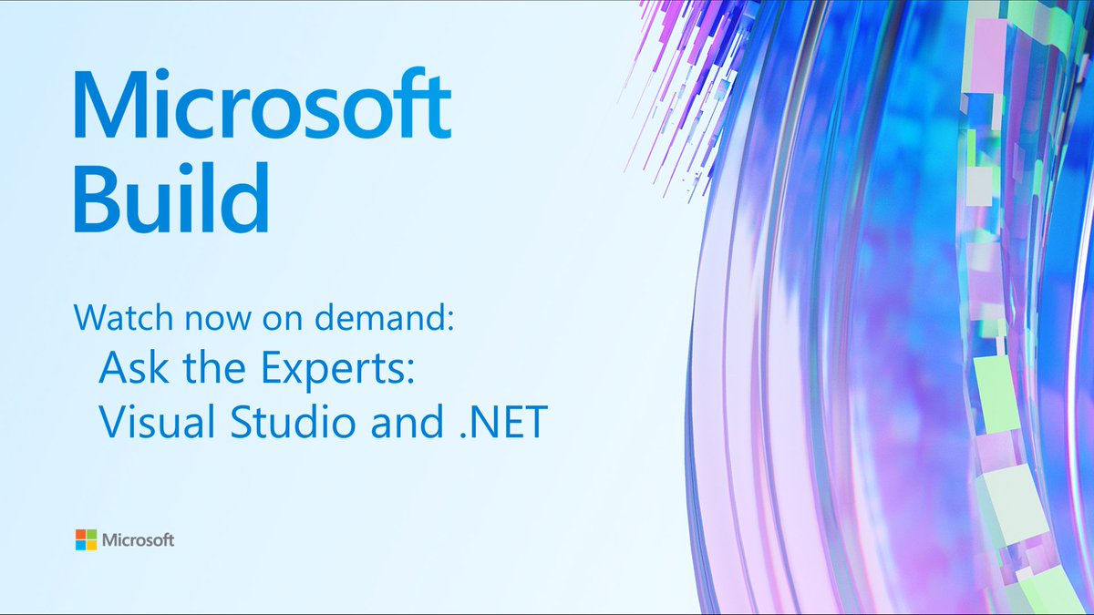 VisualStudio's tweet image. If you missed the &quot;Ask the Experts&quot; panel for .NET and Visual Studio at #MSBuild, good news—you can watch it on demand: msft.it/6014bXQNQ #VisualStudio #dotNET