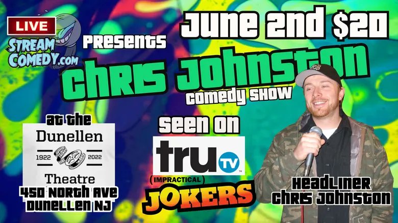 PromoteComedy's tweet photo. 🤣👌  @livestreamcomdy presents:
Chris Johnston at the Dunellen Theatre
Thu 2nd Jun 8pm ET Dunellen, NJ, USA

🔥COMEDY TICKETS &amp; INFO🎟
https://t.co/hn7JT120Ua

#JOKEPIT THE BEST ⭐️ ⭐️ ⭐️ ⭐️ ⭐️ INDEPENDENT COMEDY CLUBS NEAR YOU
#DunellenComedy #NJComedy #Dunellen #NJ https://t.co/g2EupwCEVO
