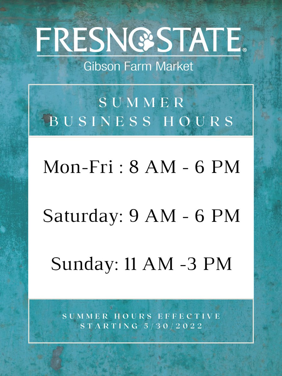 Summer store hours are now in place! We hope to see you in the market this summer season! 😁🌽🍅🍑🥒🥂