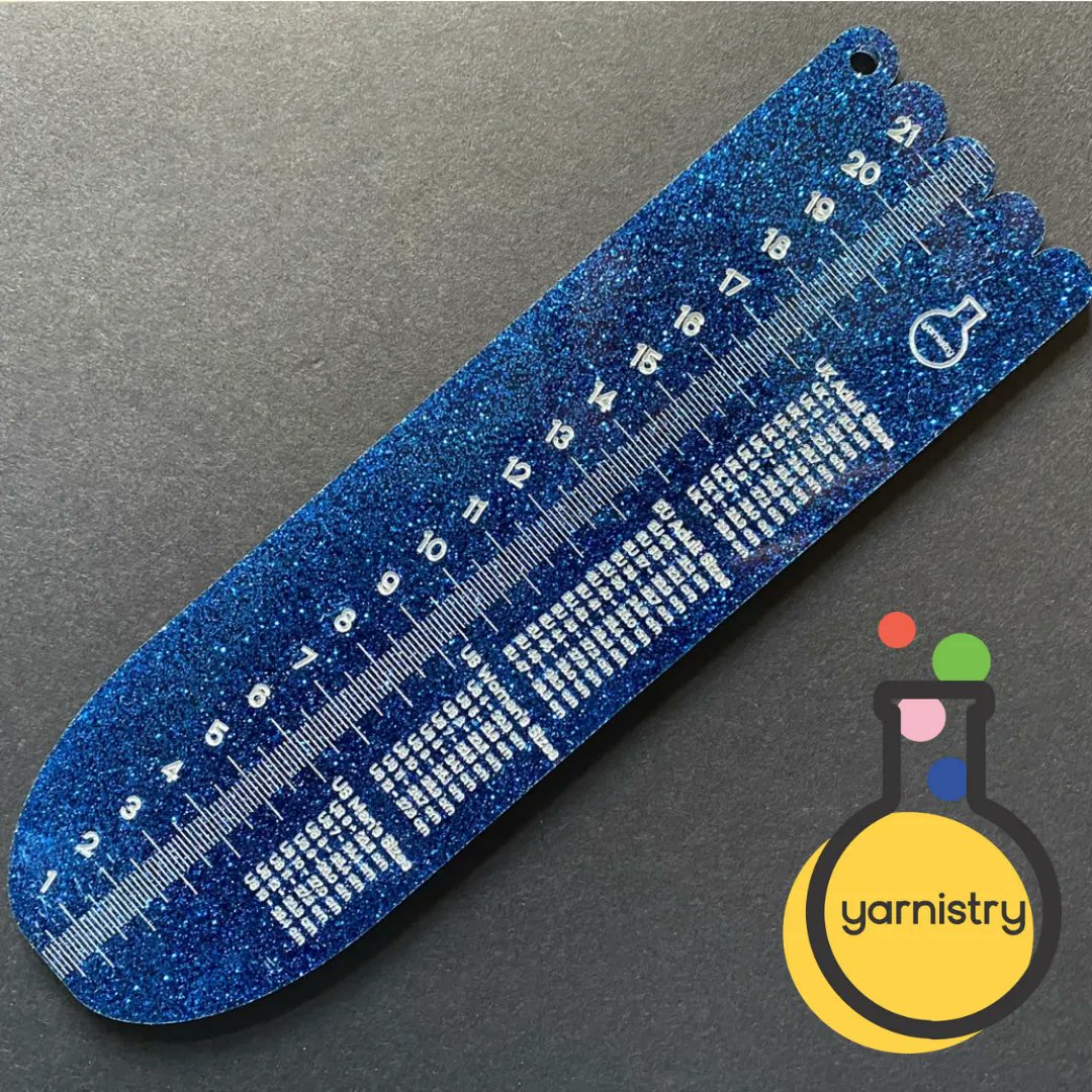 YarnDatabase's tweet photo. Today’s Yarn Database find is the Mini Sock Ruler from UK maker Emma at Yarnistry. You can get this helpful tool in a lot of different colors, but surely you would want blue glitter. https://t.co/NdUlcf1nRS #Knitting #KnittingTwitter #Crochet #InclusiveYarnCommunity #YarnDatabase https://t.co/JIwJTYrX7J