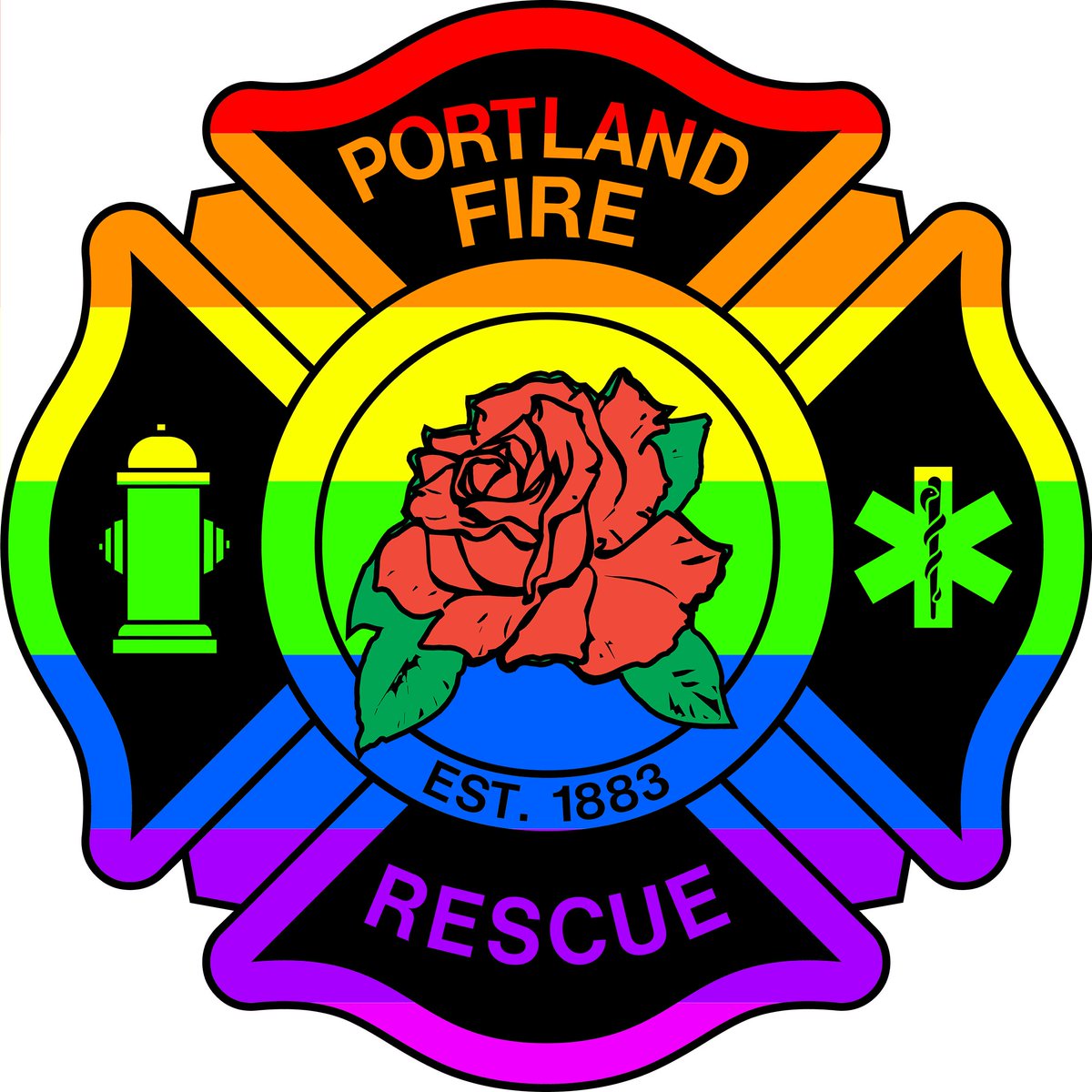 PDXFire's tweet photo. We proudly support Pride Month and the fight for justice, inclusion, and equality while reaffirming our commitment to do more to support LGBTQI+ rights. https://t.co/YFmdKsQfqj