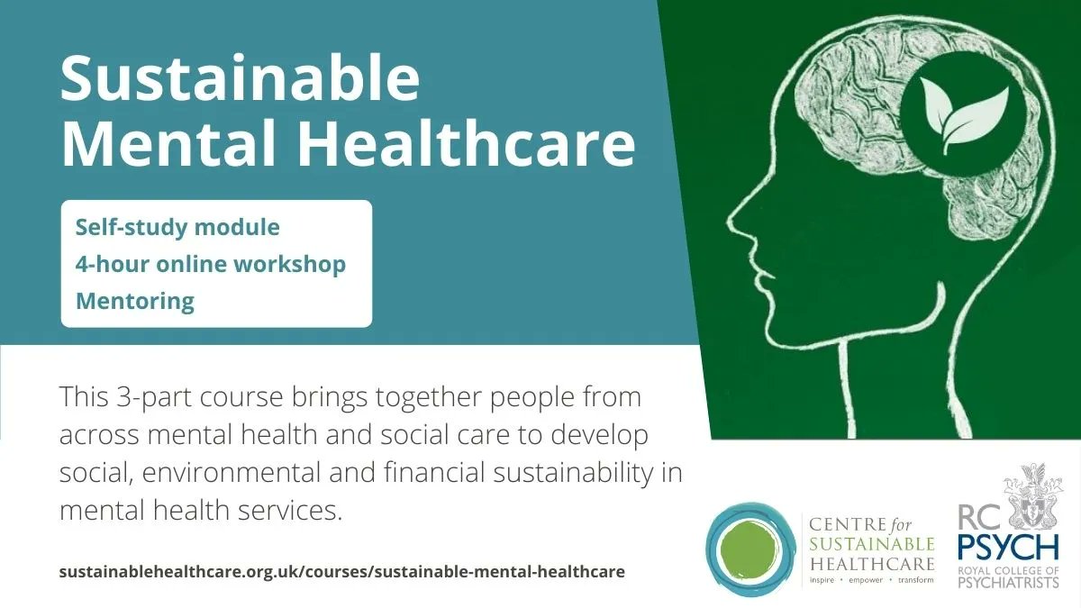 📅 21 June is our next Sustainable Mental Healthcare course, developed in collaboration with <a href="/rcpsychGreen/">RCPsych Planetary Health&Sustainability Committee</a>!
♻️Learn how #mentalhealth services can emphasise prevention &amp; shape acute services around a triple bottom line of quality, carbon &amp; cost
buff.ly/3jj0yQp
<a href="/rcpsych/">Royal College of Psychiatrists</a>