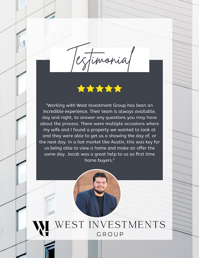 JWestSellsBest's tweet photo. we love a 5 ⭐️ review! #WestInvestmentsGroup #JWestSellsBest🏡 https://t.co/V2J2wr84eQ