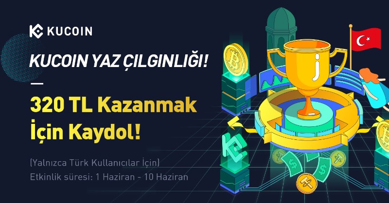 KuCoinTurkey's tweet photo. 🇹🇷 Yalnızca Türk Kullanıcılarımıza Özel

🏖 KuCoin Yaz Çılgınlığı

💸 Yeni Kayıt Olanlara 320 TL Ödül🤩

1️⃣Üye olun👇
https://t.co/ntkePCprpH
2️⃣KYC1 doğrulaması yapın
3️⃣Min. 20$ değerinde varlık yatırın
4️⃣Herhangi bir Alım-Satım işlemi yapın
5️⃣"Şimdi katıl" butonuna tıklayın👇