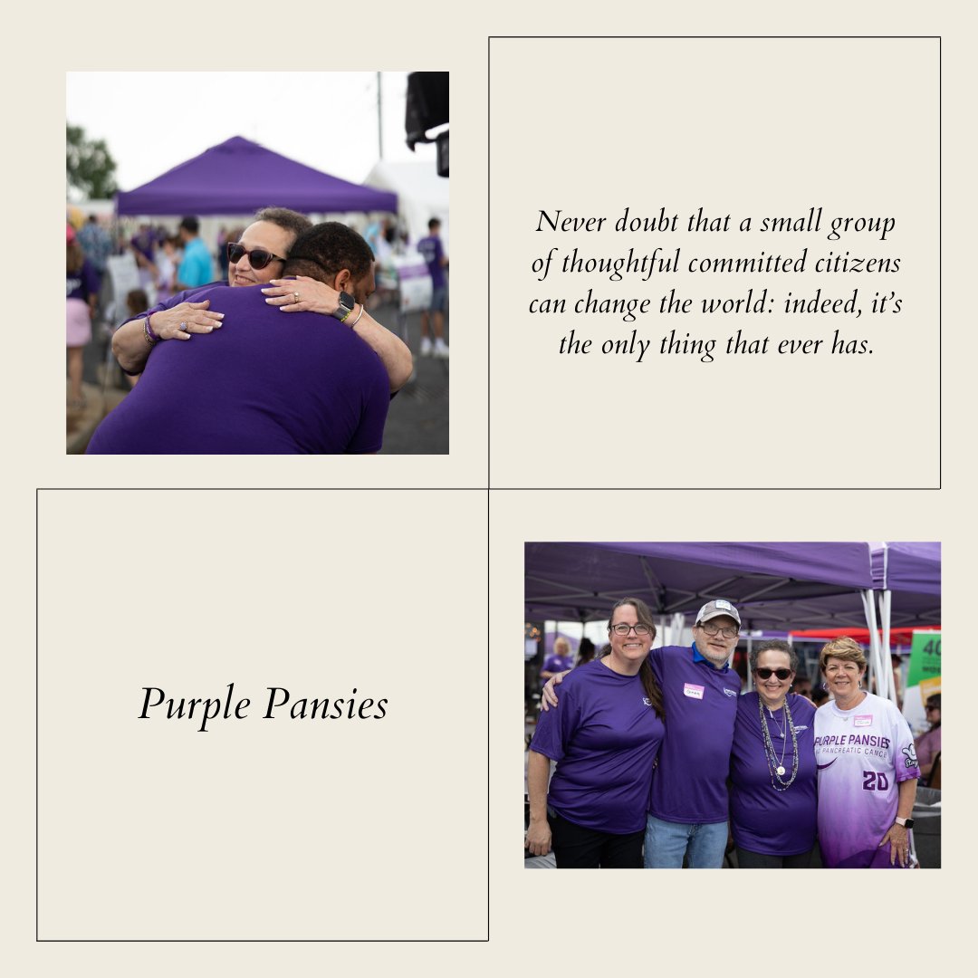 pplpansies's tweet photo. Never doubt that a small group of thoughtful committed citizens can change the world: indeed it's the only thing that ever has.
#PurplePansies #EndPancreaticCancer https://t.co/czivrbzOJP