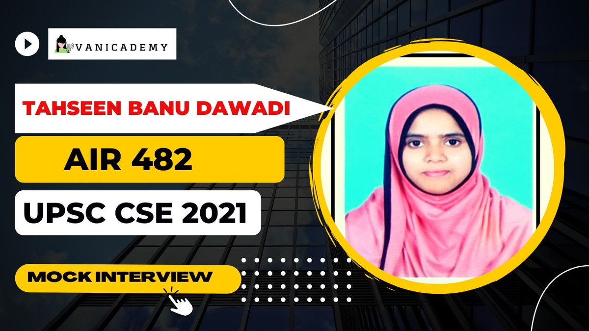 vanicademy's tweet photo. Congratulations to TahseenBanu Dawadi for securing AIR 482. She is an inspiration amongst the young women aspiring to clear the UPSC Exam. Sharing her Mock Interview conducted @vanicademy
Here is the link to her Interview :
https://t.co/8Dm8rlfT8Q

#upscresult#jamiamilliaislamia https://t.co/bysA78XJVT