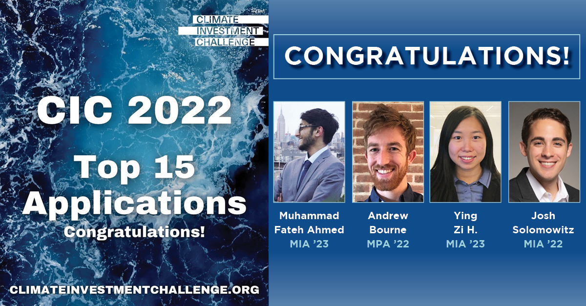 🎉👏 A big round of applause to #MarxeSchool students Muhammad Fateh Ahmed, Andrew Bourne, Ying Zi H., and Josh Solomowitz for being selected as top 15 finalists in the #ClimateInvestmentChallenge for their proposal SEAWorthy Fund!

#MarxePride #MarxeStudents #Baruch #BaruchPride