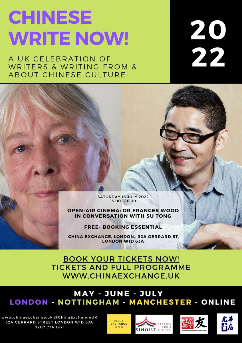 ChinaExchangeUK's tweet photo. Join Dr Frances Wood for an in-person audience in London as she interviews acclaimed author Su Tong 蘇童 as he joins the event virtually from China as part of our #chinesewritenow festival.
Ticket can be purchased here: https://t.co/Rt3XootFjt
@sinoistbooks @SACUUK https://t.co/SDWghnicMi