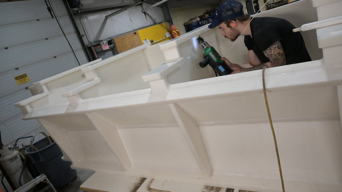 plastructpoly's tweet photo. The concentration is real... 
#plasticwelding #tankfabrication #chemicalstorage #customplastic #performanceplastics #industrialplastics #polypropylene https://t.co/7kImU1t4Oh