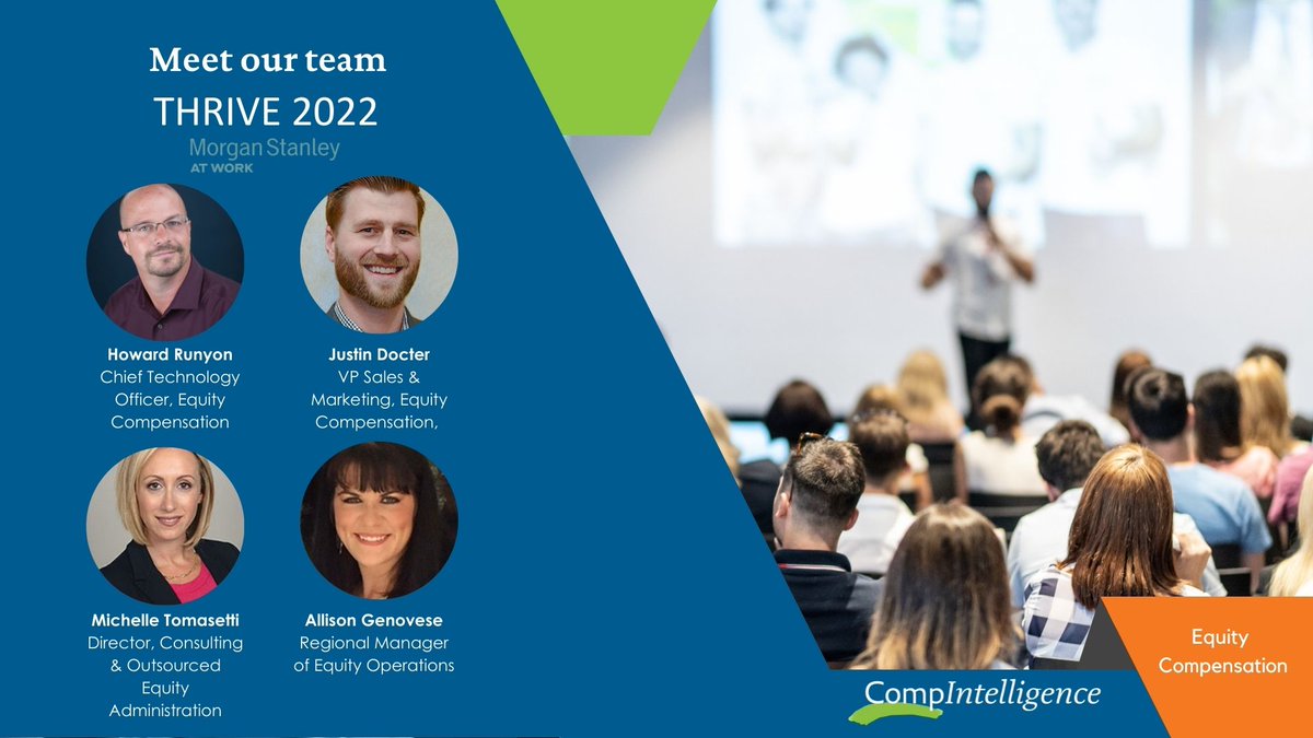 CmpIntell_CPM's tweet photo. The CompIntelligence team is excited to meet some fellow stock plan professionals! If you are in Nashville attending Thrive 2022 by Morgan Stanley at Work be sure to say hi! https://t.co/rFZHOrJsJI