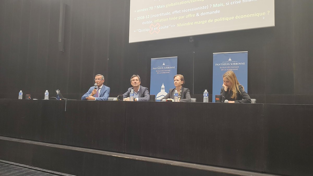 bsi_economics's tweet photo. 🔥 C'est parti pour la troisième conférence : "Banques centrales, stagflation et instabilité financière" avec @MarcStraussKahn, @AuroreLalucq, @MoecGilles et Michala Marcussen https://t.co/Ucnr6ViNZY