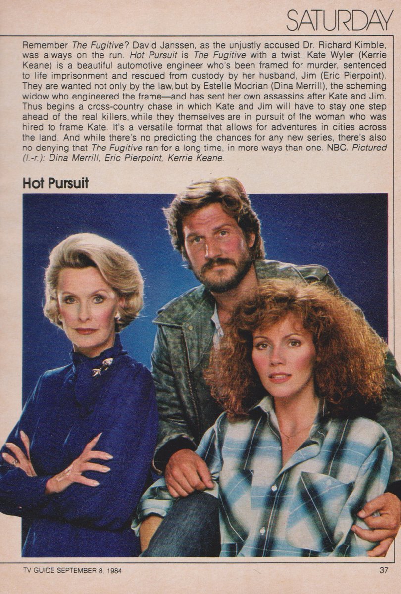 TVGFPI's tweet photo. HOT PURSUIT. 1984.
#HotPursuit #DinaMerrill #EricPierpoint #KerrieKeane #TVGuide https://t.co/yp8cSjj5k9