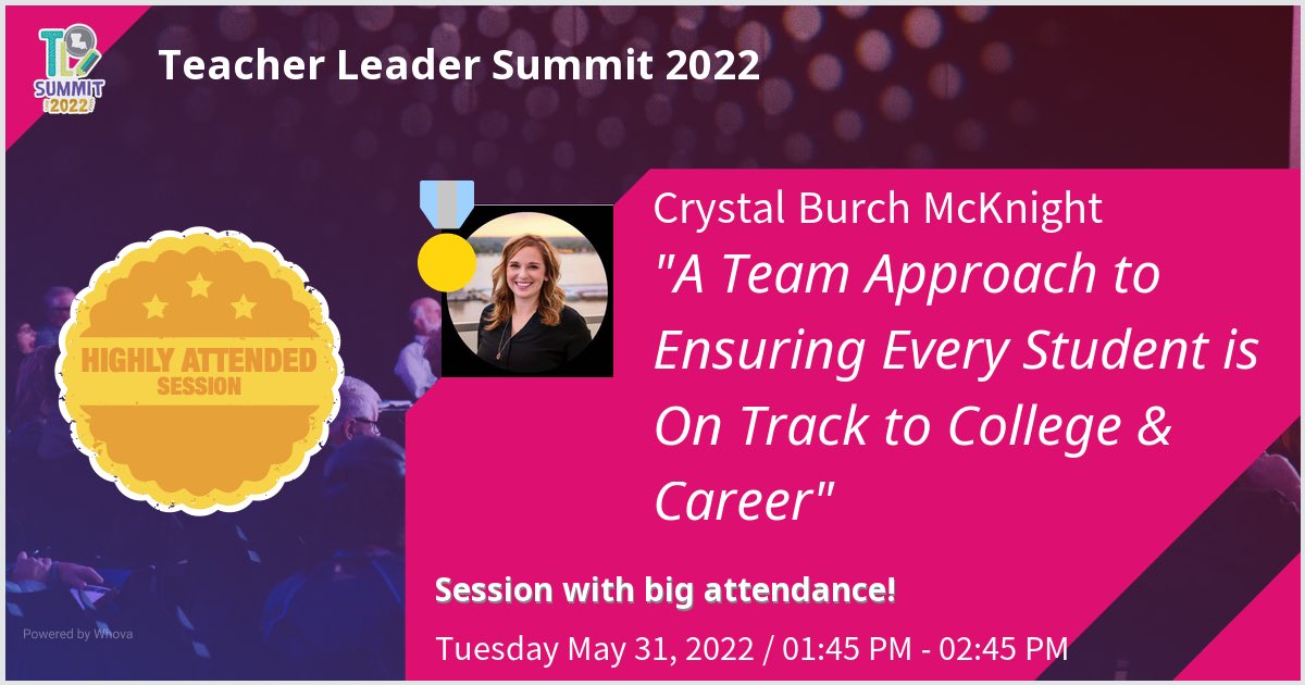 Gave a talk at Teacher Leader Summit 2022 on A Team Approach to Ensuring Every Student is On Track to College &amp; Career. Thanks for the great turnout! #LATeacherLeaders - via #Whova event app