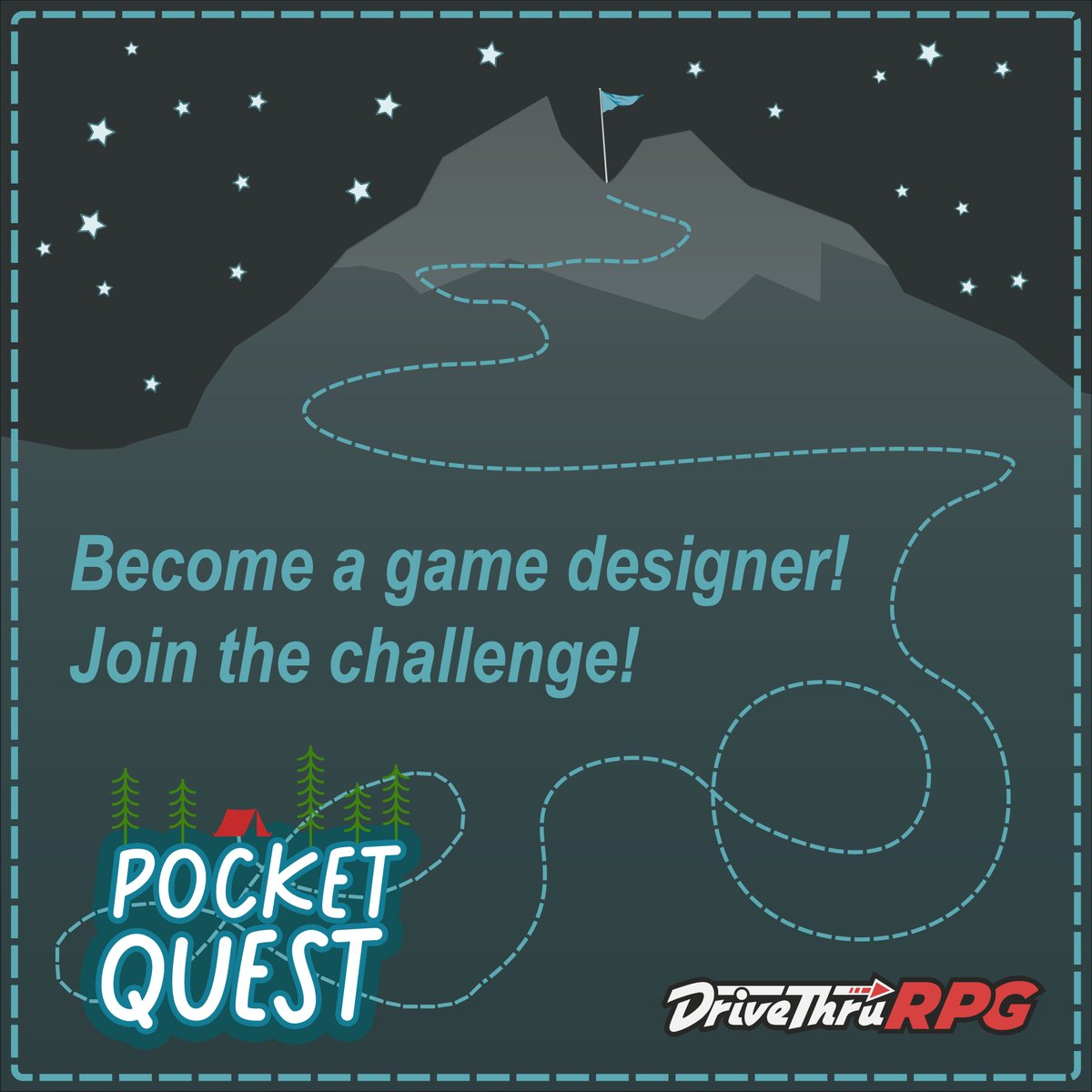 Join us this summer for a PocketQuest! #TTRPGs
Announcing DriveThruRPG’s first-ever game design jam! PocketQuest challenges you to design a themed, pocket-size TTRPG in two months!
Details here: bit.ly/3wYXK1r