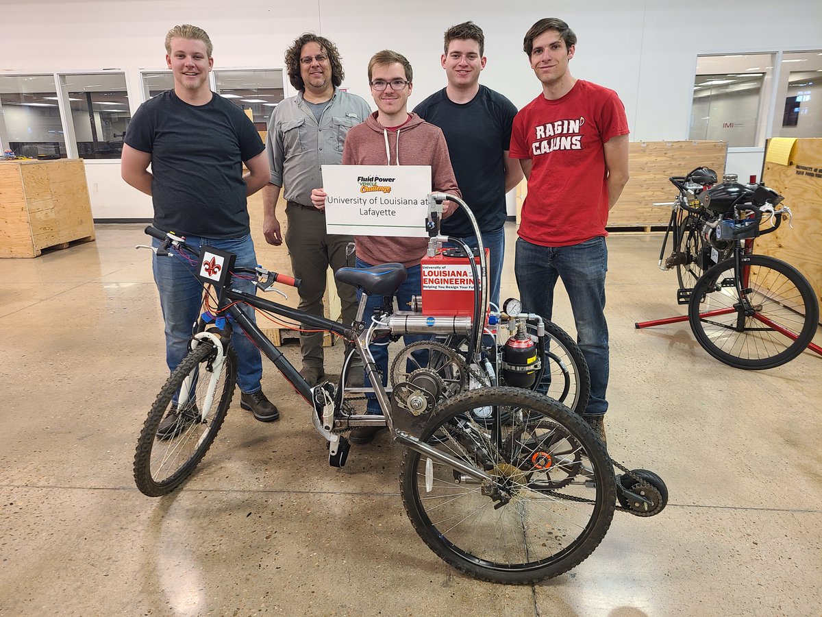 ULEngineering's tweet photo. We’re proud of our Mechanical Engineering students who competed in the NFPA Fluid Power Vehicle Challenge in Colorado. This year’s team placed 1st in the Efficiency Challenge and received the Judge’s Choice Design Award and Best Presentations! #FPVC https://t.co/h4kqckBYoP