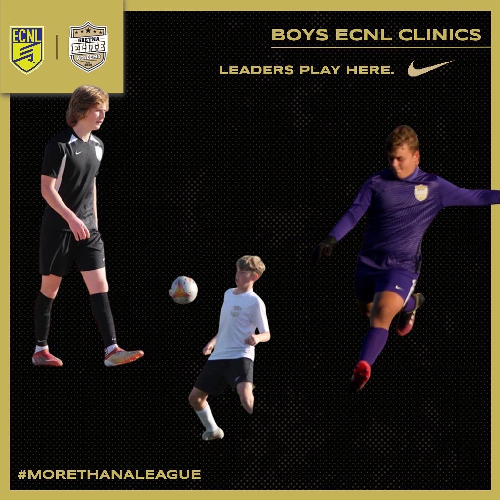 The ONLY club in NE that offers Girls &amp; Boys ECNL national platform as well as the girls ECNL RL platform ✅

ID Clinics are coming soon 👀

Interested in joining the <a href="/GEA_ECNL/">Gretna Elite Academy ECNL</a> program then register ⬇️

gretnaeliteacademy.com/tryoutsandclin…

Leaders. Play. HERE. 

#GEAECNL #GEAECNLRL