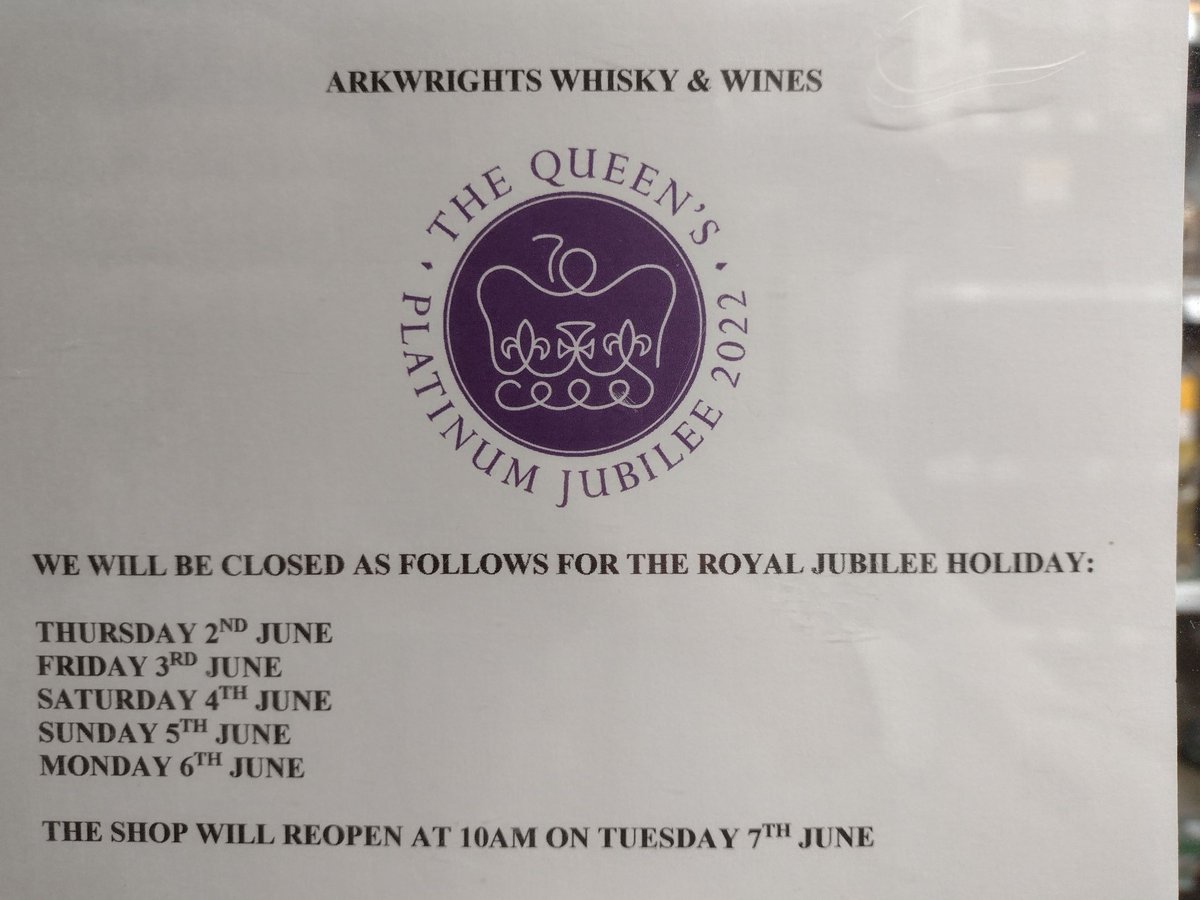 We will be taking a short break over the Jubilee holiday so the shop will close at 5.30pm today and reopen at 10am on Tuesday 7th June.  Hope you get a chance to take a break yourselves and enjoy the celebrations with a dram in hand!