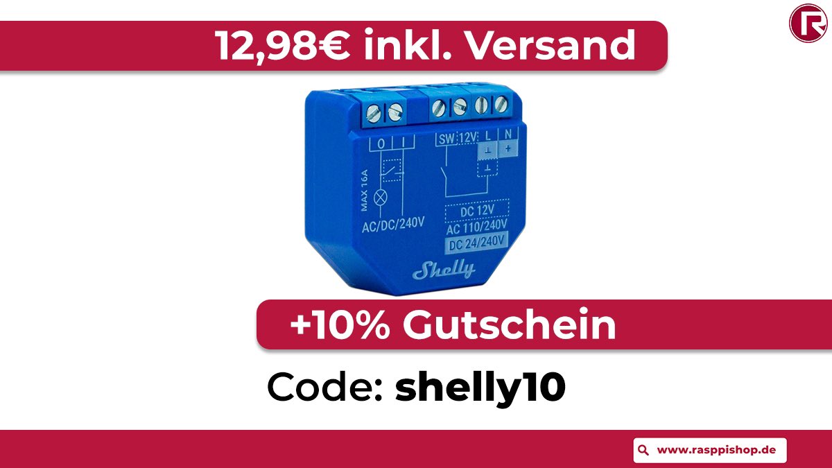 rasppishop's tweet image. Jetzt zuschlagen! 🚀

Sichere dir den Shelly 1 Plus versandkostenfrei und löse zusätzlich den Shelly 10% Gutschein ein! 🎉
Das Angebot gilt auch für das 2er und 4er Set vom Shelly 1 Plus.

rasppishop.de/Shelly-1-Plus-…

#shellysmarthome #rasppishop #smarthome #techprojects #schipkau