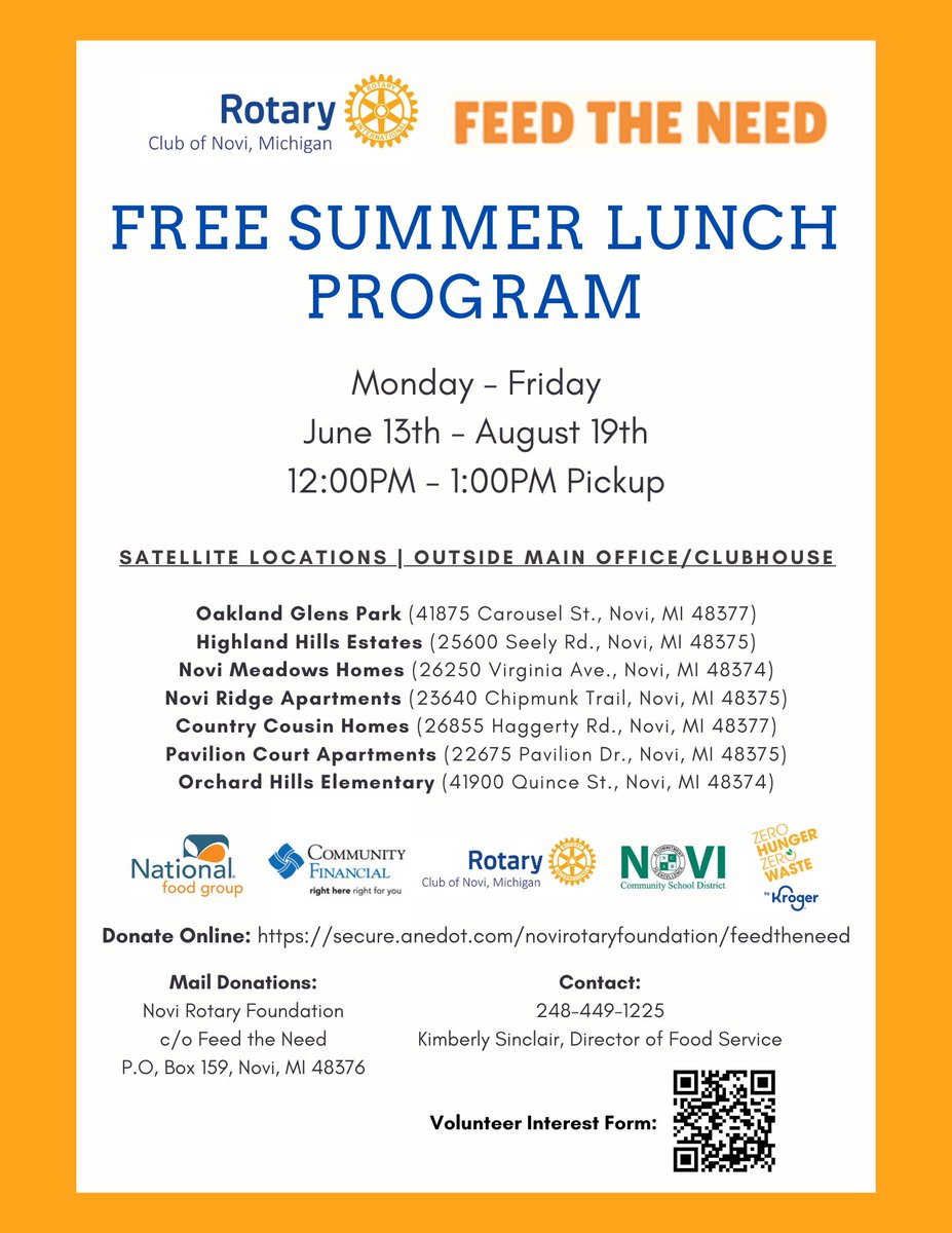 TiaMarie48375's tweet photo. Hello Novi-It is with a heavy 💙 I announce my decision 2 depart from the Novi Rotary  Foundation as the Prog.Coor 4 Feed the Need Summer Lunch Program since 6/1/15 &amp; it has meant the world 2 me 2 serve the children of Novi. THANKS💙💙Please see 2022 flyer. https://t.co/kivhSbZvWD