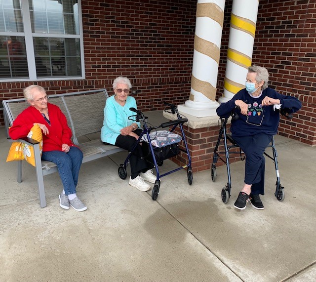 The ladies got to come out and enjoy our beautiful porch after the rain.
