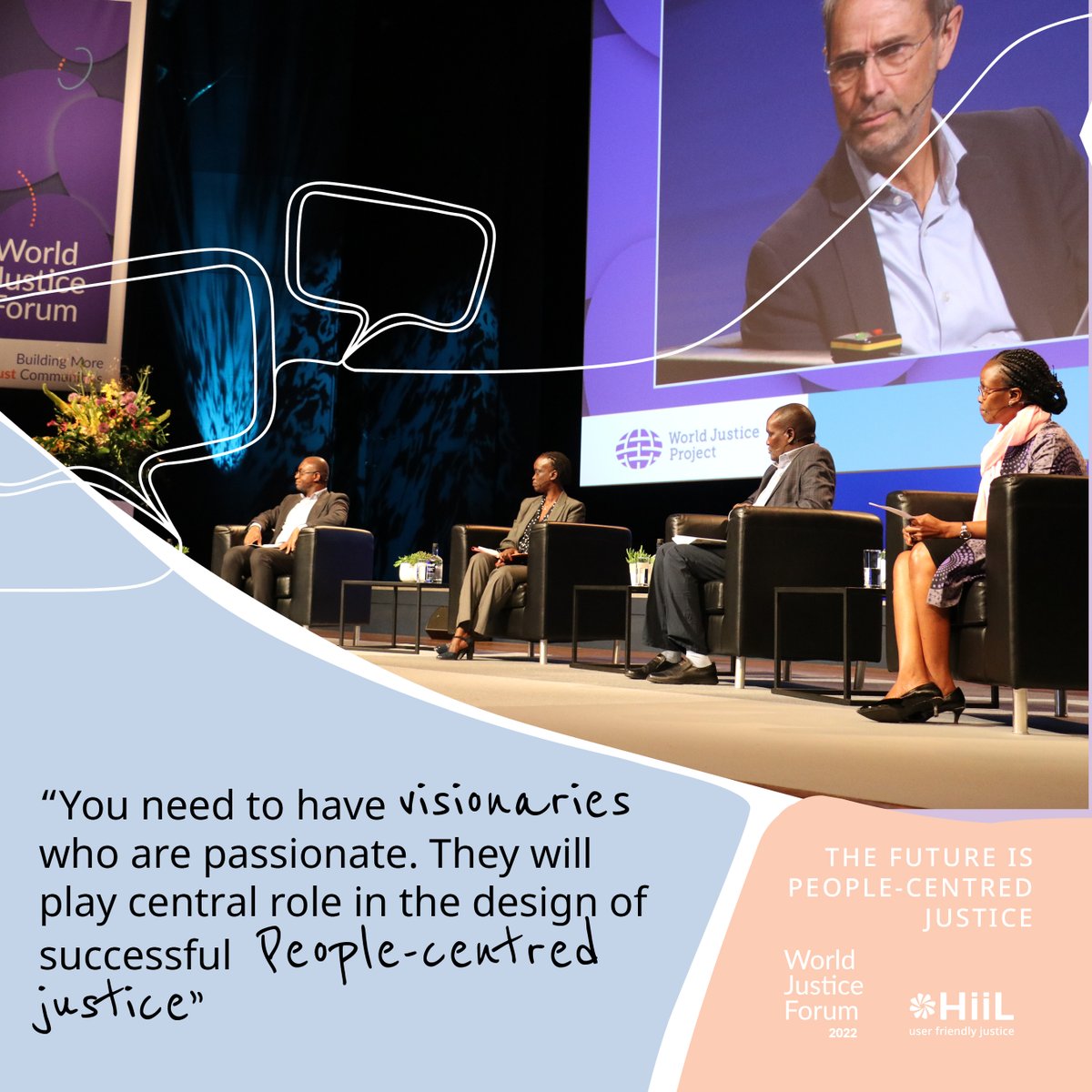 Why is investing in #PeopleCentred #Justice important? Panellists shared their thoughts on the main stage of the #WorldJusticeForum. Together we identified 7 lessons for people-centred justice programming. This is how we can realise #SDG16. Read the recap: hiil.org/our-events/wor…