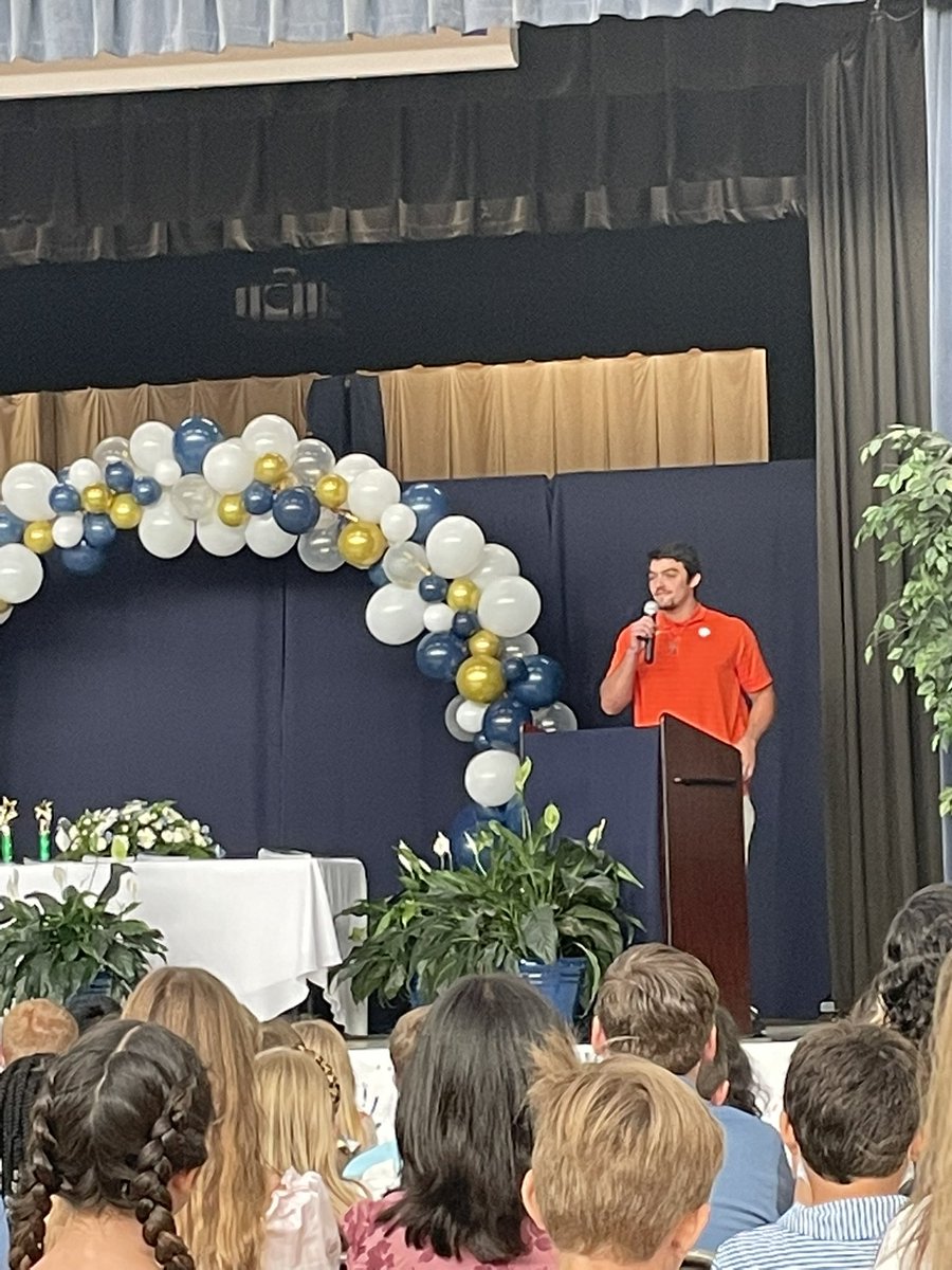 Former Weddington standout and current @ClemsonFB running back @willshipley2021 talking at @WeddingtonESNC 5th grade promotion today. Awesome message and powerful speech!