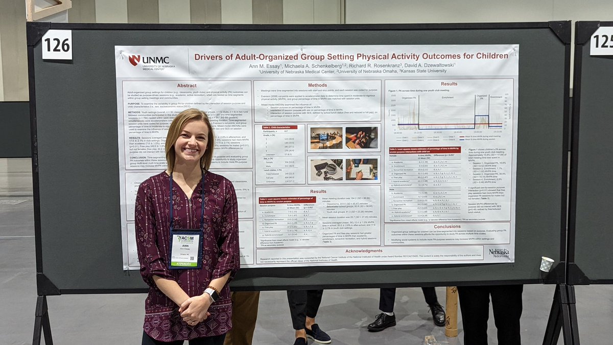 m_schenkelberg's tweet photo. #ACSM2022 folks, stop by Exhibit Rm F and say hi to @AnnEssay ! She will tell you all about our great work coming out of @DDzewaltowski 's lab! https://t.co/V5FnnY4UTm