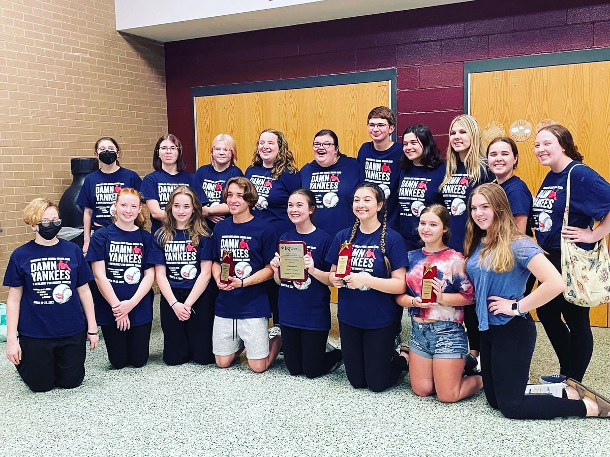 GanandaRACHS's tweet photo. The HS Drama Club's "Damn Yankees" wins Best Musical Production Runner-Up AND Outstanding Support Crew at the Wayne County High School Theater Awards (Elenbes) - along with awards for senior Nathan Clarcq and junior Gabrielle Brice for their performances. @WeAreGananda https://t.co/c2smqMaBMO