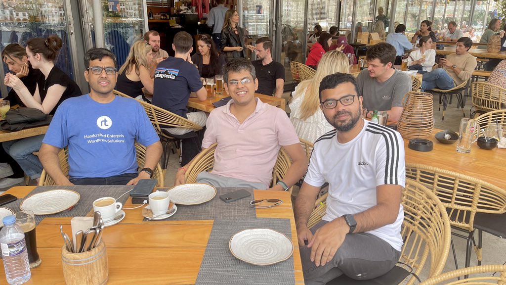 test Twitter Media - WordCamp is more about meeting friends to me. So good to meet my dearest friend  @akshatc from @blogVault & @rahul286 from @rtCamp after 3 years! Just getting started with @WCEurope! ❤️ #WCEU2022 https://t.co/pEr0yF9hLI