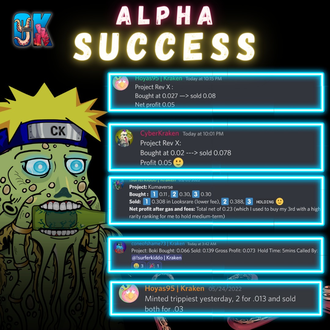 This month Kraken holders made 1.25 ETH profit from our alpha calls. What about you? 

A bear market won't ever stop the Krakens, join Discord or FOMO later.
discord.gg/f9H8zvrQXp

STAY KRAKEN🤫