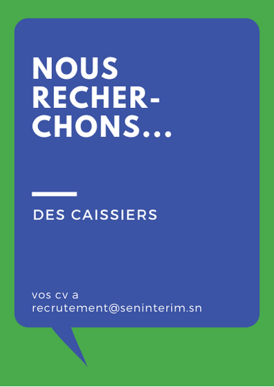 sen_interim's tweet photo. Bonjour,
Nous recrutons des caissiers
-Bac+3 en Banque finances 
-expérience minimale de 2-3 ans. dans le domaine de la caisse serait un plus 
Merci d'envoyer votre cv a recrutement@seninterim.sn avec comme objet caisse https://t.co/OFn0GHJn3v