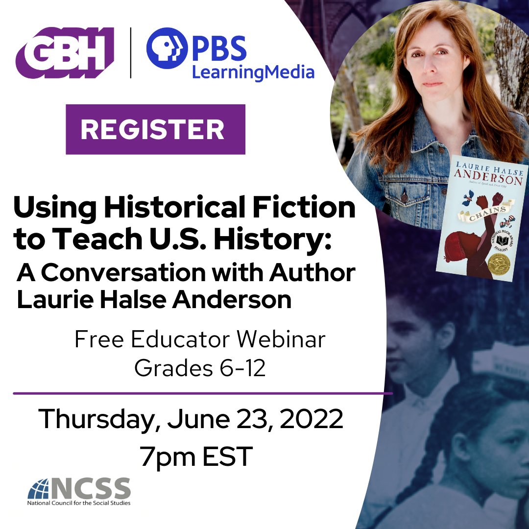 #socialstudiesteachers: join <a href="/gbh/">GBH</a> and the indomitable <a href="/halseanderson/">Laurie Halse Anderson</a> on 6/23
“A people without the knowledge of their past history, origin and culture is like a tree without roots.” -Marcus Garvey 
 @pbsteaching Link in bio