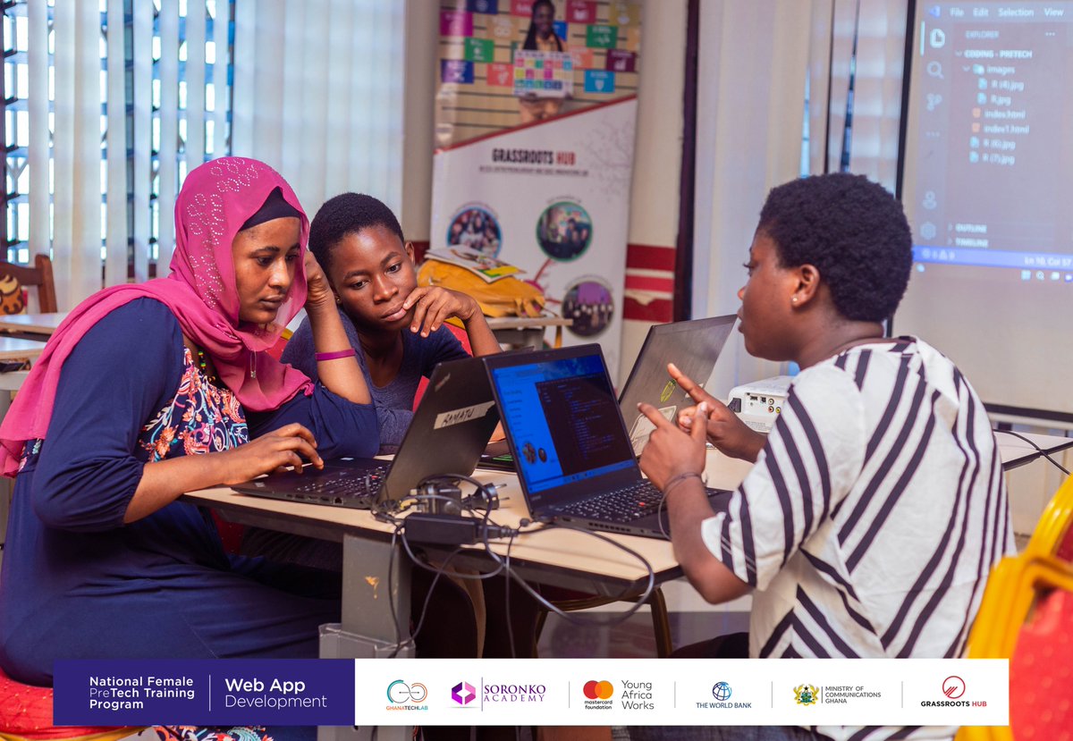 grassrootshubgh's tweet photo. Today we engaged trainees in yet another thrilling session under the National #Pretech Training.
The session introduced the ladies to the various software used to write codes.
We are particularly thrilled by the dexterity with which they are explore the knowledge gained. https://t.co/GwZV9f2bHe
