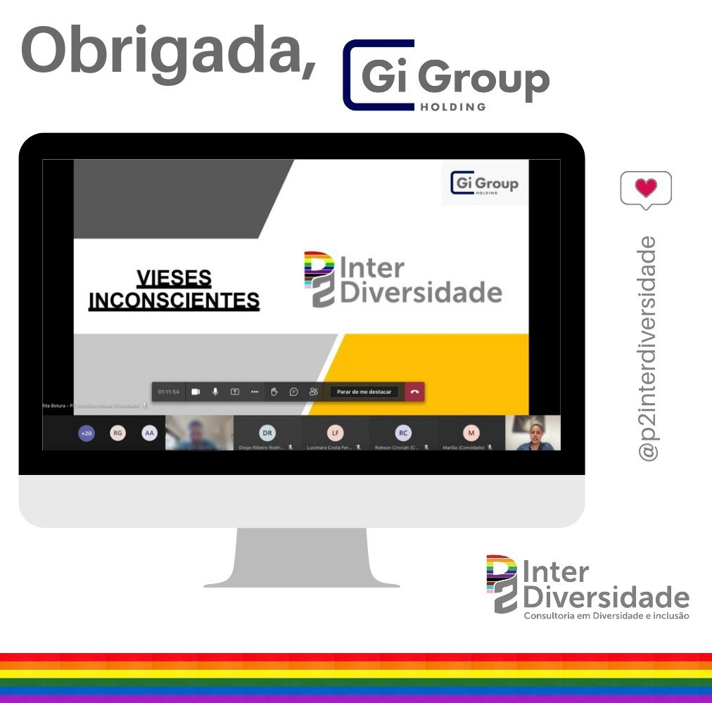 Hoje, início do mês do Orgulho LGBTQIAP+, encerramos um ciclo de treinamento sobre vieses inconscientes para as pessoas colaboradas da @GIGROUPBRASIL.

Quer saber mais e levar esse treinamento para sua empresa? Entre em contato conosco através do número: (11) 98391-7174.