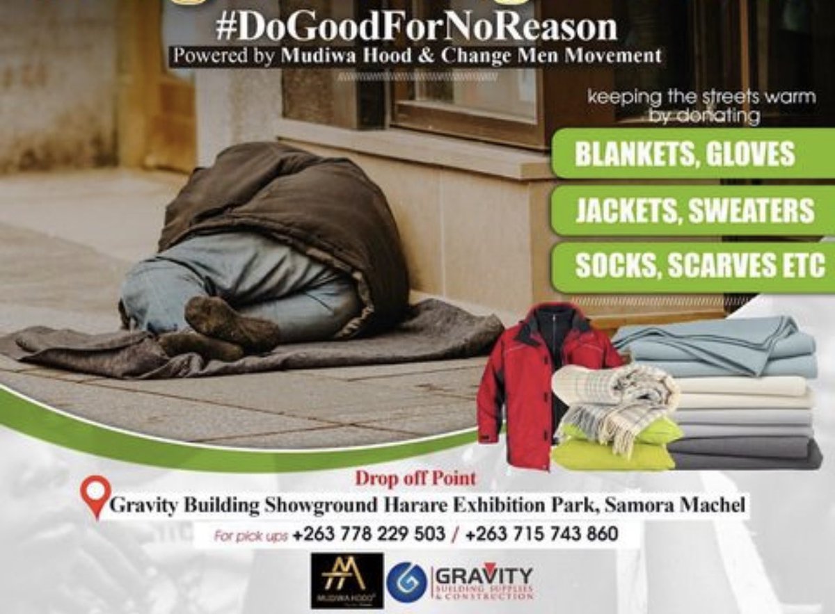 MudiwaHood's tweet photo. If Not Now then When?
If Not US then who ?
Wherever you are, just do your part, donate blankets to Street Fathers.
These people NEED US, help where you can this month wherever you are
will advise on the date where i will host them for Breakfast π₯ βοΈ
#DoGoodForNoReason https://t.co/xVx5pmHWnt