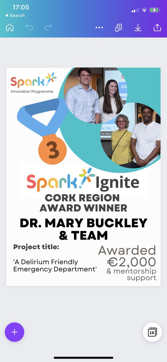 Finally, congratulation to <a href="/marye_buckley/">Mary Buckley</a> and her impressive team from University Hospital Kerry who won third place and €2,000 in funding to apply to their idea for managing patients at risk of developing delirium in the ED. A great show of team support on this project 💪💪