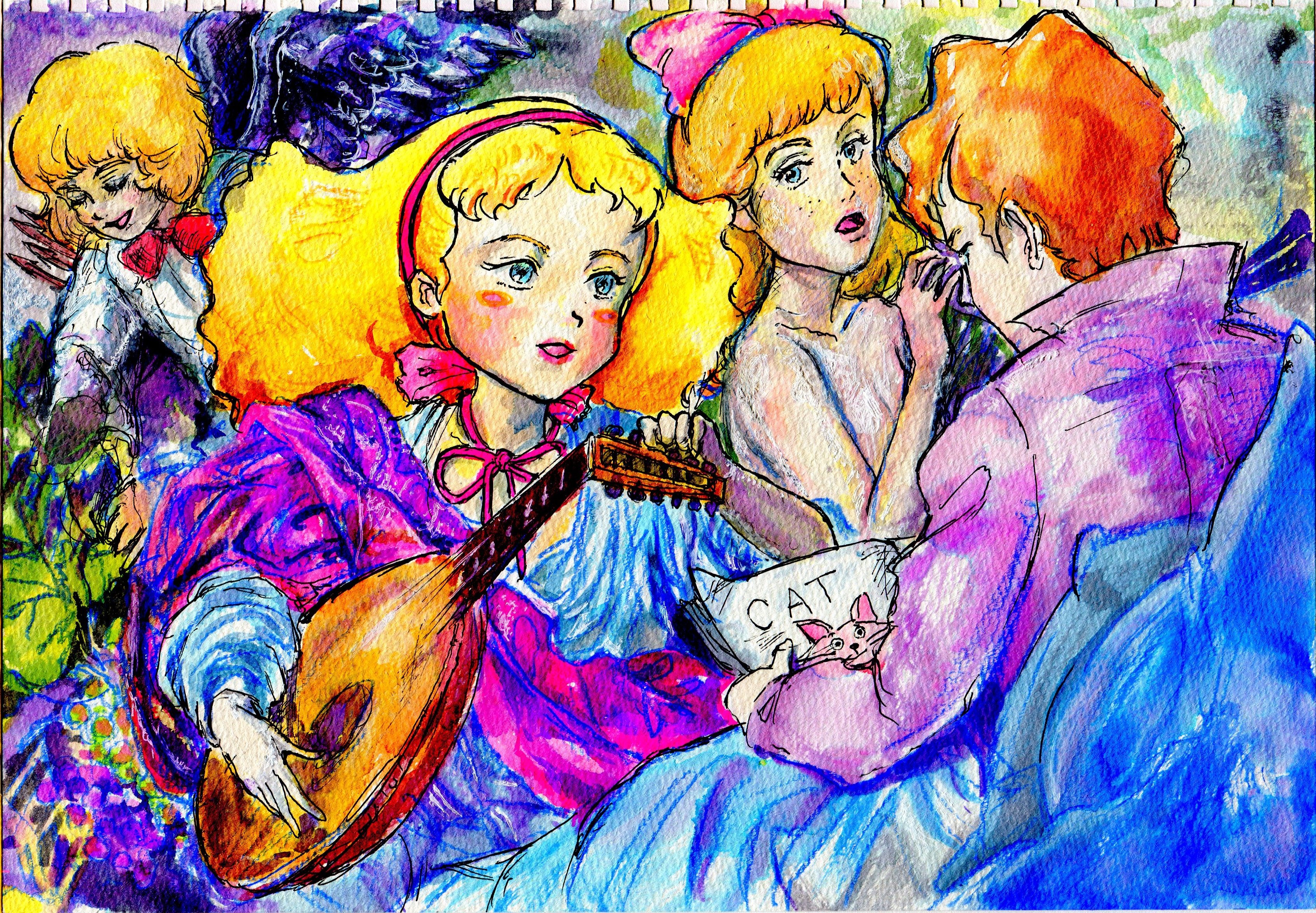 パン江戸っこ 先日メトロポリタン美術館展行ってきました いつもネットで見ている古典絵画を間近で見る経験は代え難いもので 本当に素晴らしかったです 触発されて描いた カラヴァッジョ 音楽家たち パロで バーネットメンバー達です